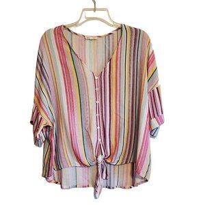 Main Strip Boutique Rainbow Stripe Blouse